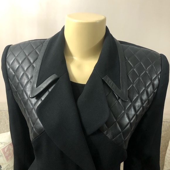 🌺🌺🌺Alberto Makali Black wool & leather Jacket size 6 - Picture 4 of 8